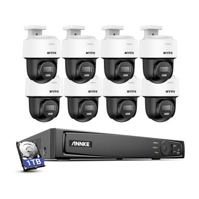 ANNKE 3K Security Camera System with Auto-Tracking, 345Pan 80Tilt, 8CH 12MP NVR with 1TB HDD, 8pcs 3K PoE Cameras Home Surveillance Wired Outdoor, AI Human Detection, Smart Dual Light&2-Way Talk