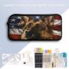 American Flag German Shepherd Pencil Case Large Pencil Pouch Organizer Portable Pen Case Pen Bag Pencil Storage for Office Supplies view 3