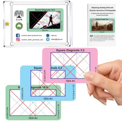 CLPA Square Diagonals Viewfinder: Credit Card-Sized Composition Grids for Video, Photography & Art in 4:3, 3:2, & 16:9