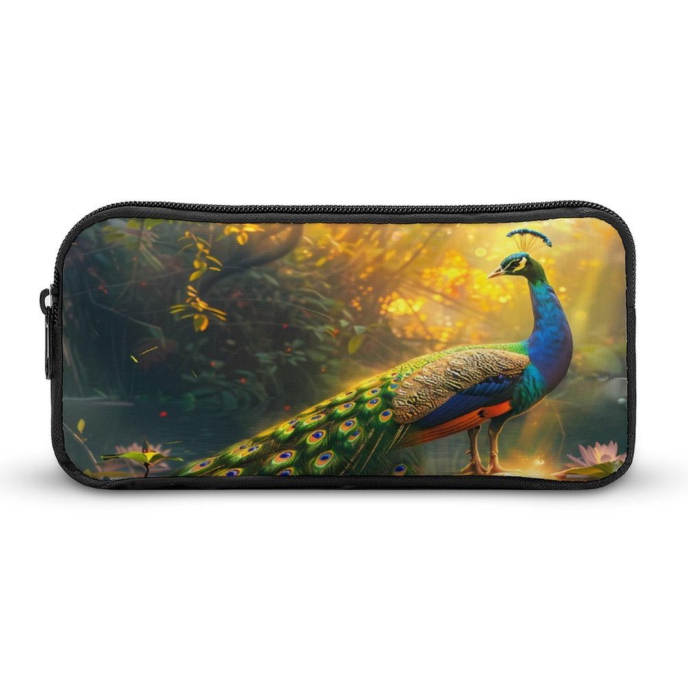 Beautiful Peacock Pencil Case Large Pencil Pouch Organizer Portable Pen Case Pen Bag Pencil Storage for Office Supplies