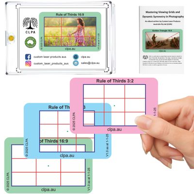 CLPA Rule of Thirds Viewfinder: Credit Card-Sized Composition Grids for Video, Photography & Art in 4:3, 3:2, & 16:9