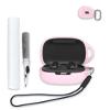 Case for JBL Live Pro 2 Wireless Noise Canceling Earbuds, Soft Silicone Protective Portable Scratch Shock Resistant Shell with Cleaner Kit & Carabiner & LanyardPink view 1