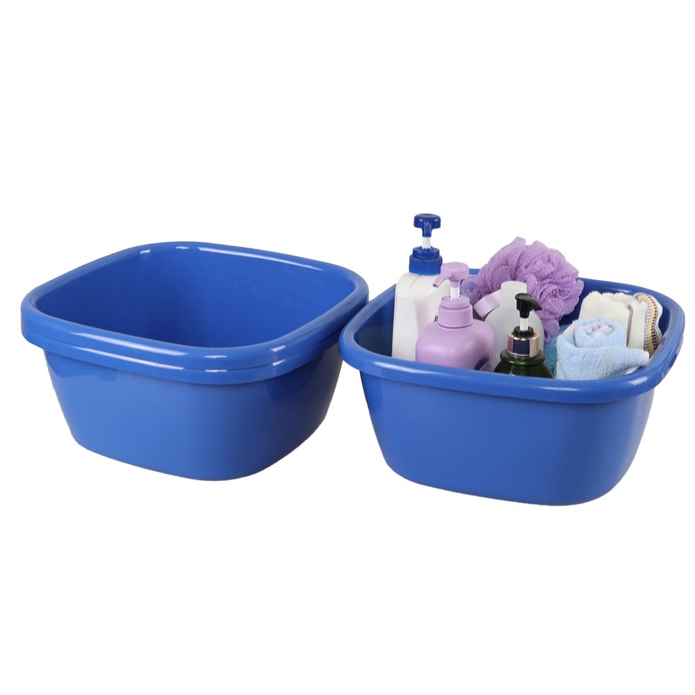 Saedy 3 Pack 16 Quart Plastic Square Wash Basin, Deep Dishpans for Washing