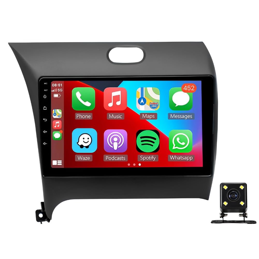 Android 13 Double Din Car Radio Stereo Compatible with Kia Cerato K3 Forte 2013-2018,9" Touchscreen Car Radio Audio Receiver Support with Wireless CarPlay,Android Auto,GPS Navigation,Camera,SWC