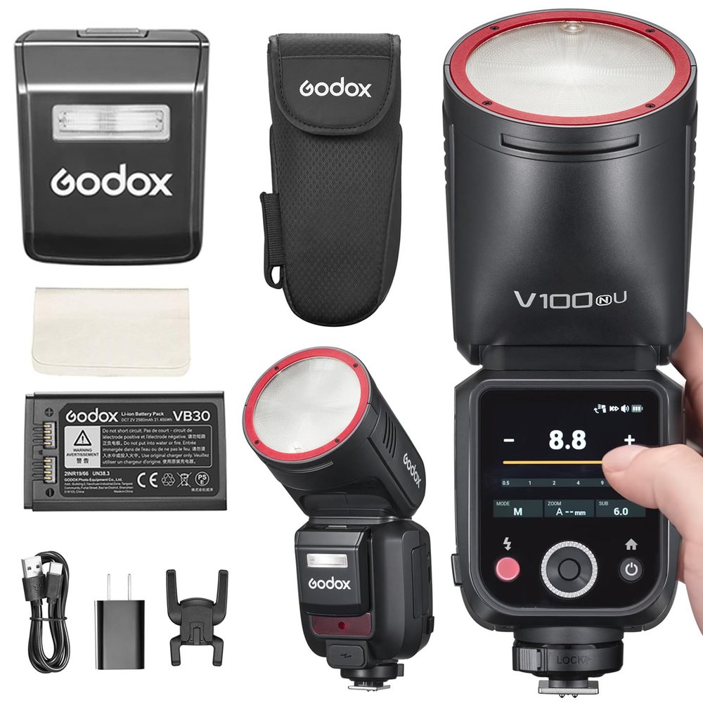 Godox V100 V100-N USA Version Flash for Nikon, 100Ws Touchscreen Speedlite