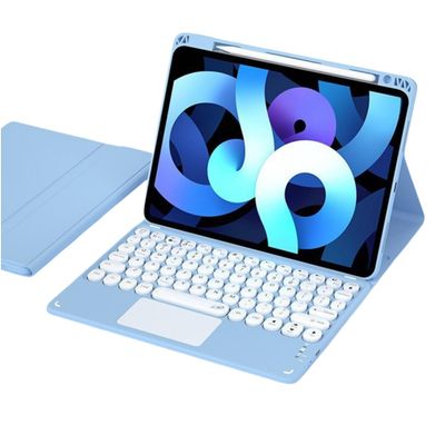 NUWONAYA Keyboard Case for iPad Pro 11 inch (M5/M4) 2025/2024 with Touchpad, Candy Color Round Keys Magnetic Detachable Keyboard with Multi-Touch Trackpad and Pencil HolderMisty Blue