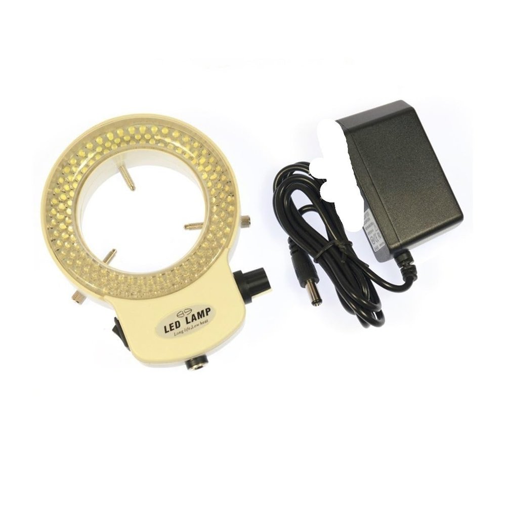 Lab Microscope Accessories 144 LED Ring Lamp Illuminated Magnifier Light Source with 110V- 240V AC Adapter(White)