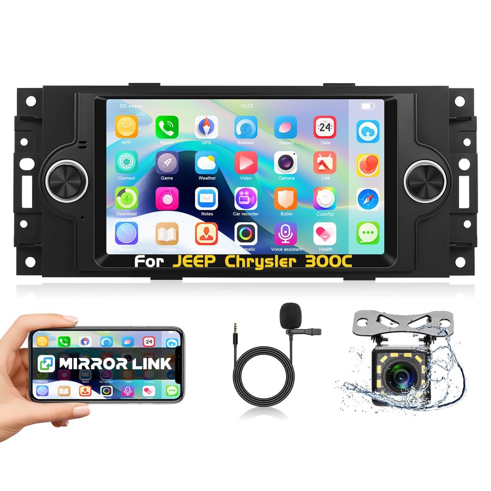 Car Stereo Radio for Dodge RAM 1500 Jeep Commander Patriot Compass 300C Jeep Grand Cherokee Chrysler 3006.2" Touch Screen Audio Receiver with GPS Navigation BT WiFi RDS/FM Radio