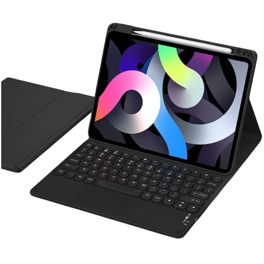 NUWONAYA Keyboard Case for iPad Air 11 inch M3/M2 (2025/2024)/Air 5th 4th Generation/Pro 11 with Touchpad, Candy Color Round Keys Magnetic Detachable KeyboardBlack