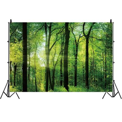 12x8ft Spring Green Forest Photo Backdrop Tropical Rainforest Natural Scenery Photography Background Camping Themed Baby Shower Safari Kids Adults Party Decoration Photo Booth Props