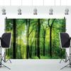 12x8ft Spring Green Forest Photo Backdrop Tropical Rainforest Natural Scenery Photography Background Camping Themed Baby Shower Safari Kids Adults Party Decoration Photo Booth Props view 3