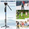 LEOFOTO Carbon Fiber Camer Monopod Kit, 63" Professional Video Monopod with Fluid Head and Folding Support Base for Video Cameras Camcorders view 4