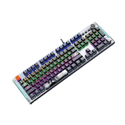 QERMXYRI Portable Laptop Keyboard Mechanical Gaming Keyboard Full Size 104 Keys Metal Plate Wired LED Rainbow Gaming Backlit Multimedia Keys Computer Keyboard