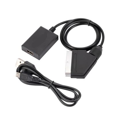 1080P HDMI-Compatible to SCART Video Upscale Converter Adapter Compatible with The HD TV DVD Compatible with The Sky Box STB Plug and Play DC Cable