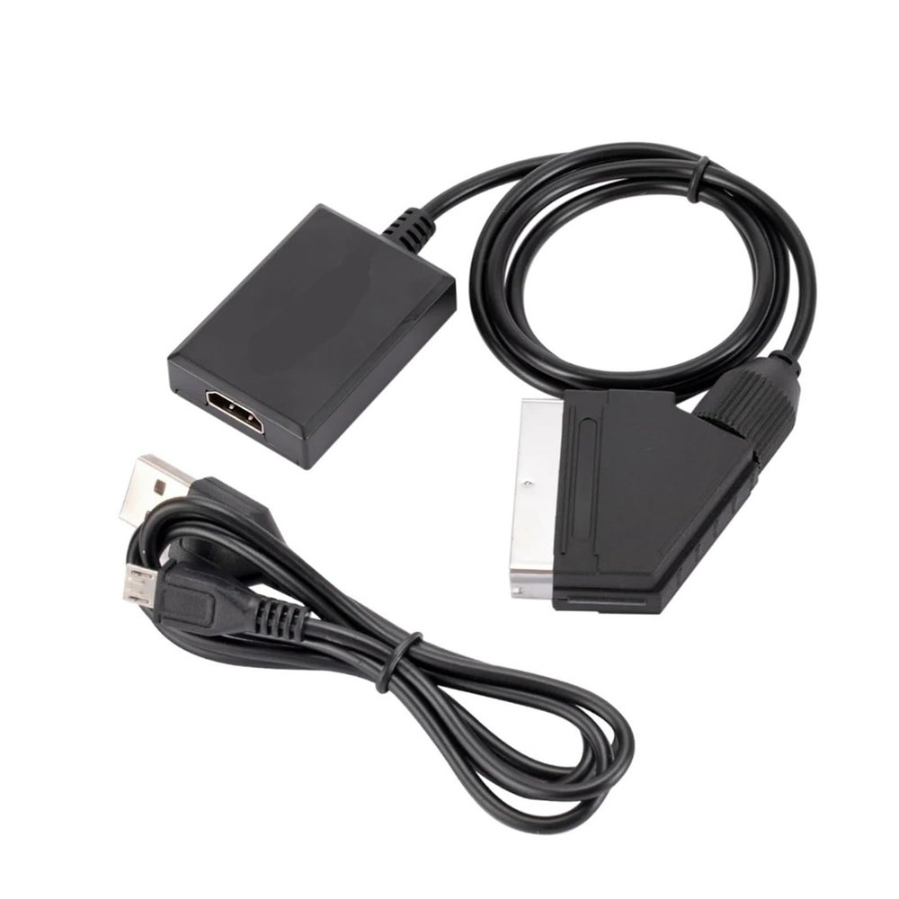 1080P HDMI-Compatible to SCART Video Upscale Converter Adapter Compatible with The HD TV DVD Compatible with The Sky Box STB Plug and Play DC Cable