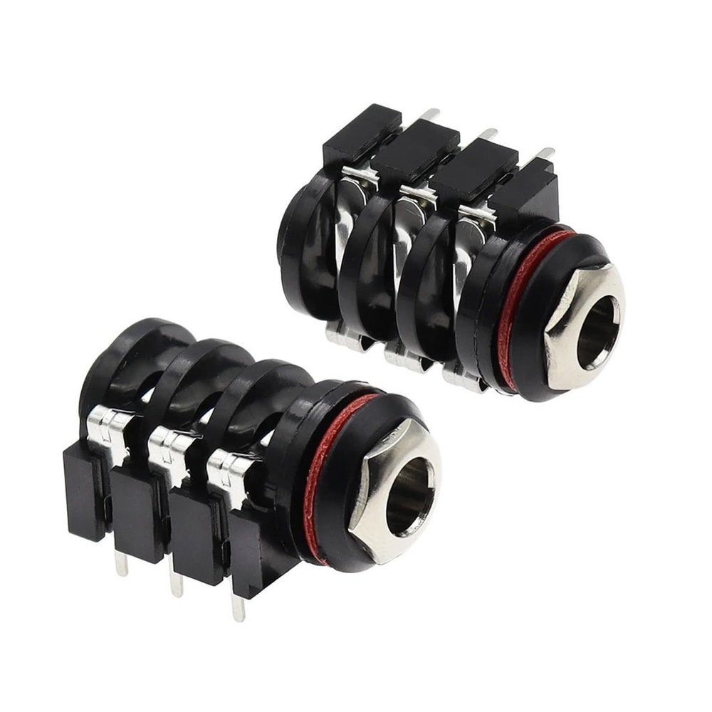BHUPWZE 1PCS 1/4" 6.35 Mm Stereo Audio Socket Jack Connector 6.5 Mm PCB Solder Right Angle Tip Ring Sleeve TRS