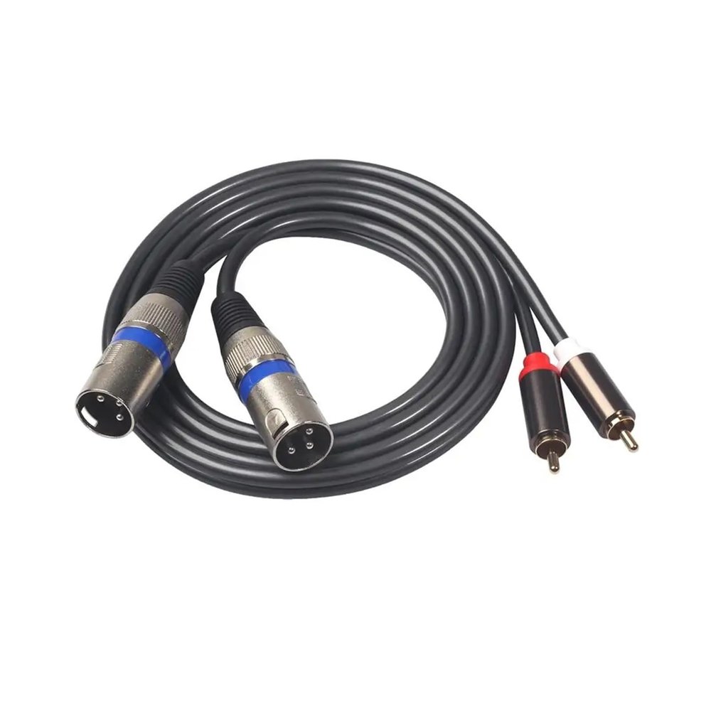 ACGTUY 2RCA Male to 2 XLR Male Cable Cord Aluminum Alloy Shell Zinc Alloy Head Compatible with The Amplifier Mixer Home Theater System(Male to Male)