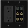 RiteAV 2 Speaker 4 Banana Binding Post Wall Plate with 2 HDMI Jacks - Outlet [Black/Black] view 1