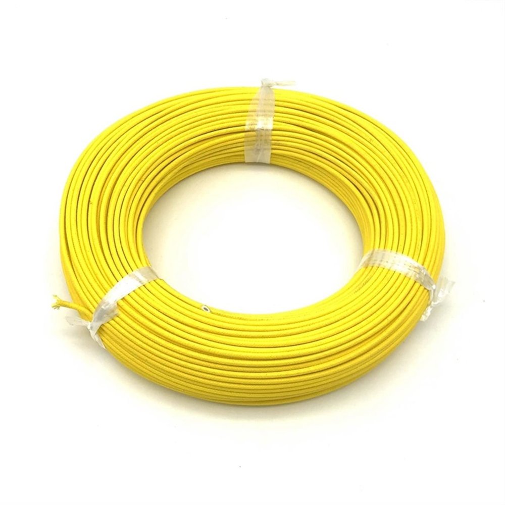 AYAUPGVQVC 2.5 2 1.5 Sqmm Temperature Resist Glass Fiber Rubber Coated Pure Copper Electrical Connection Wire Wire and Cable(Yellow,5M_1.5MM2)