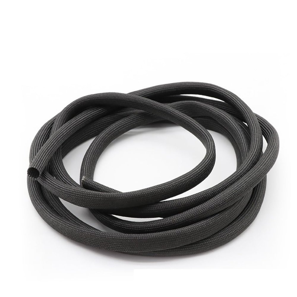 Cable SleeveCable Tidy Sleeve Braided Fiberglass Sleeve 600 Deg.C High Temperature Glass Fiber Tube Fiberglass Sleeving, Length 5 Meters Insulation Braid Sleeving,(Black,8mm)