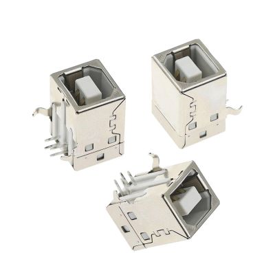 BHUPWZE 10Pcs Square USB Socket USB B Type Female 90 Degree PCB Welding Parent Connector Compatible Printer Data