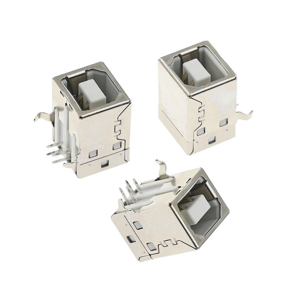 BHUPWZE 10Pcs Square USB Socket USB B Type Female 90 Degree PCB Welding Parent Connector Compatible Printer Data