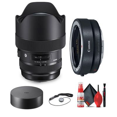 Sigma 14-24mm f/2.8 DG HSM Art Lens for Canon EF Bundle (212954) with Cleaning Kit, Cap Keeper, Lens Pouch, Canon Mount Adapter EF-EOS R