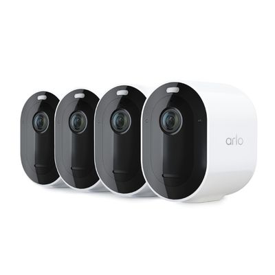 Arlo Pro 5S 2K Spotlight Camera - Wireless Home Security Camera with Spotlight, Color Night Vision, Dual-Band Wi-Fi & 2-Way Audio - White, 4 Pack, VMC4460P (Renewed)