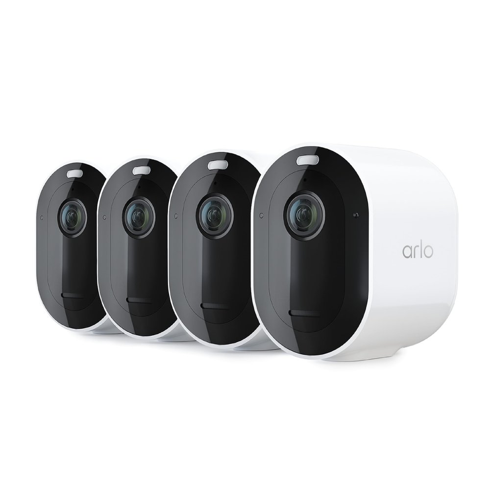 Arlo Pro 5S 2K Spotlight Camera - Wireless Home Security Camera with Spotlight, Color Night Vision, Dual-Band Wi-Fi & 2-Way Audio - White, 4 Pack, VMC4460P (Renewed)