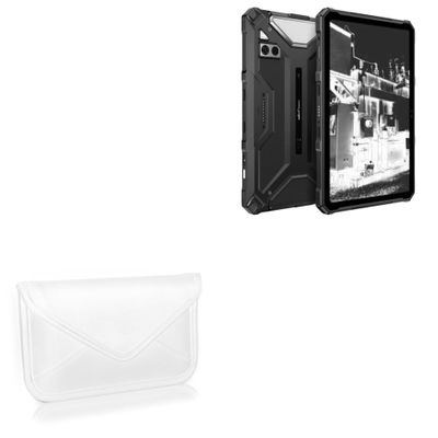 BoxWave Case Compatible with Ulefone Armor Pad 4 Ultra Thermal - Elite Leather Messenger Pouch, Synthetic Leather Cover Case Envelope Design - Ivory White