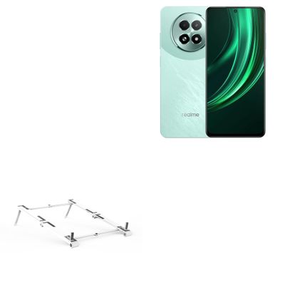 BoxWave Stand and Mount Compatible with Realme 13+ 5G - Pocket Aluminum Stand 3-in-1, Portable Multi Angle Viewing Riser - Metallic Silver
