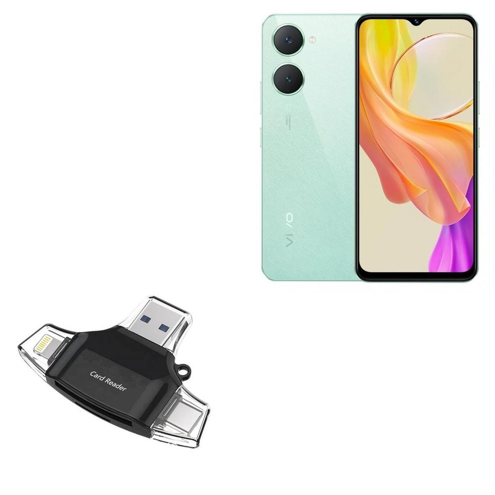 BoxWave Smart Gadget Compatible with vivo Y03t - AllReader SD Card Reader, microSD Card Reader SD Compact USB - Jet Black