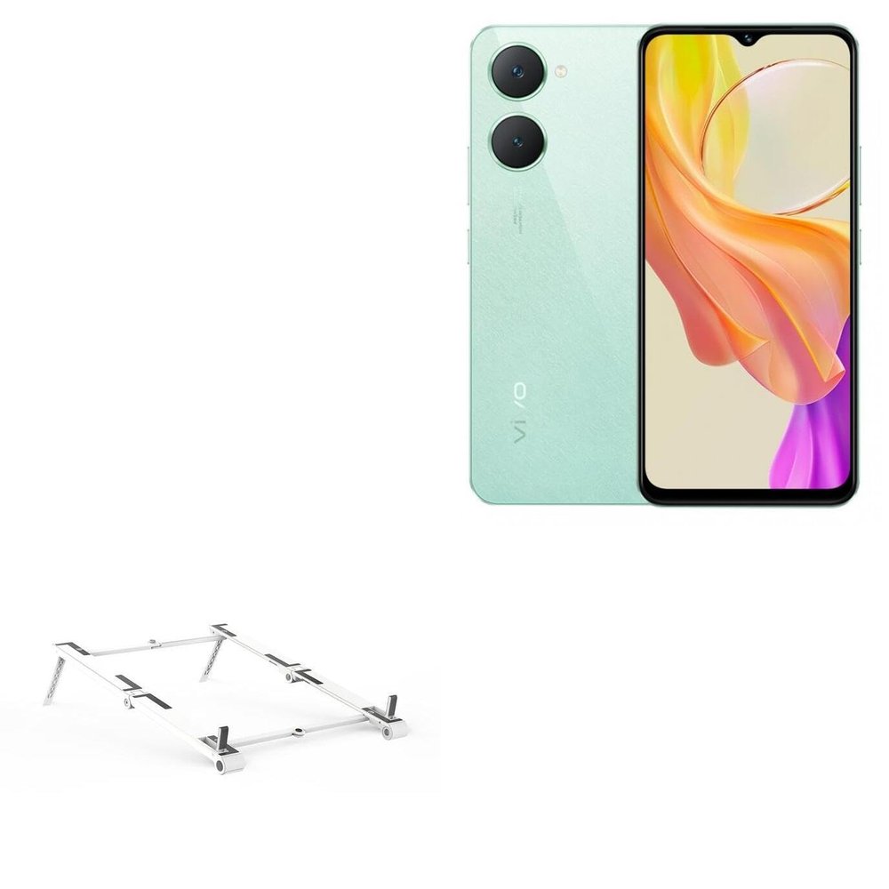 BoxWave Stand and Mount Compatible with vivo Y03t - Pocket Aluminum Stand 3-in-1, Portable Multi Angle Viewing Riser - Metallic Silver