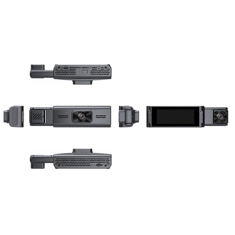 3 Cameras Dash Cam Parking Monitoring Clear Car Rearview Mirror Car Video Recording Camcorder Connectivity Triple Channel System Dual Cam Seamless Loop Collision Detection