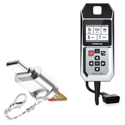 BoxWave Adapter Compatible with Thinkcar VENU 90 - Micro SD Card miniReader, USB Type-C OTG Reader USB3.0 Adapter Keychain - Metallic Silver