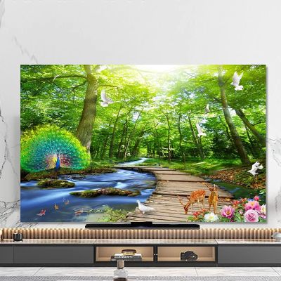 Art Printing TV Dust Cover for 32-85Inches Indoor TV, Fortune Tree Printed Dust-Proof Protector for LCD LED Flat Screen High Definition Thickened Dust Proof Protect TV Cover(Color:color1,Size:32in)
