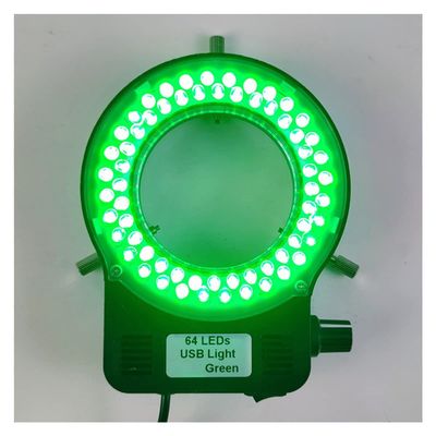 Lab Microscope Accessories USB Color 64 LED Ring Light Source Illuminator Lamp Adjustable Monocular Trinocular Stereo(Green)