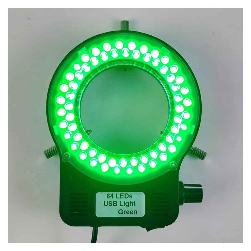 Lab Microscope Accessories USB Color 64 LED Ring Light Source Illuminator Lamp Adjustable Monocular Trinocular Stereo(Green)