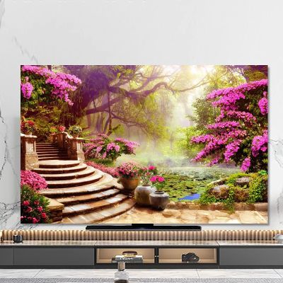 Art Printing TV Dust Cover for 32-85Inches Indoor TV, Fortune Tree Printed Dust-Proof Protector for LCD LED Flat Screen High Definition Thickened Dust Proof Protect TV Cover(Color:color23,Size:49-52in