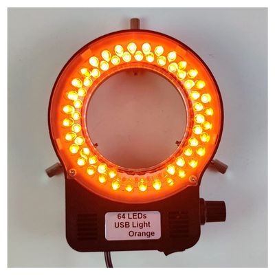 Lab Microscope Accessories USB Color 64 LED Ring Light Source Illuminator Lamp Adjustable Monocular Trinocular Stereo(Orange)