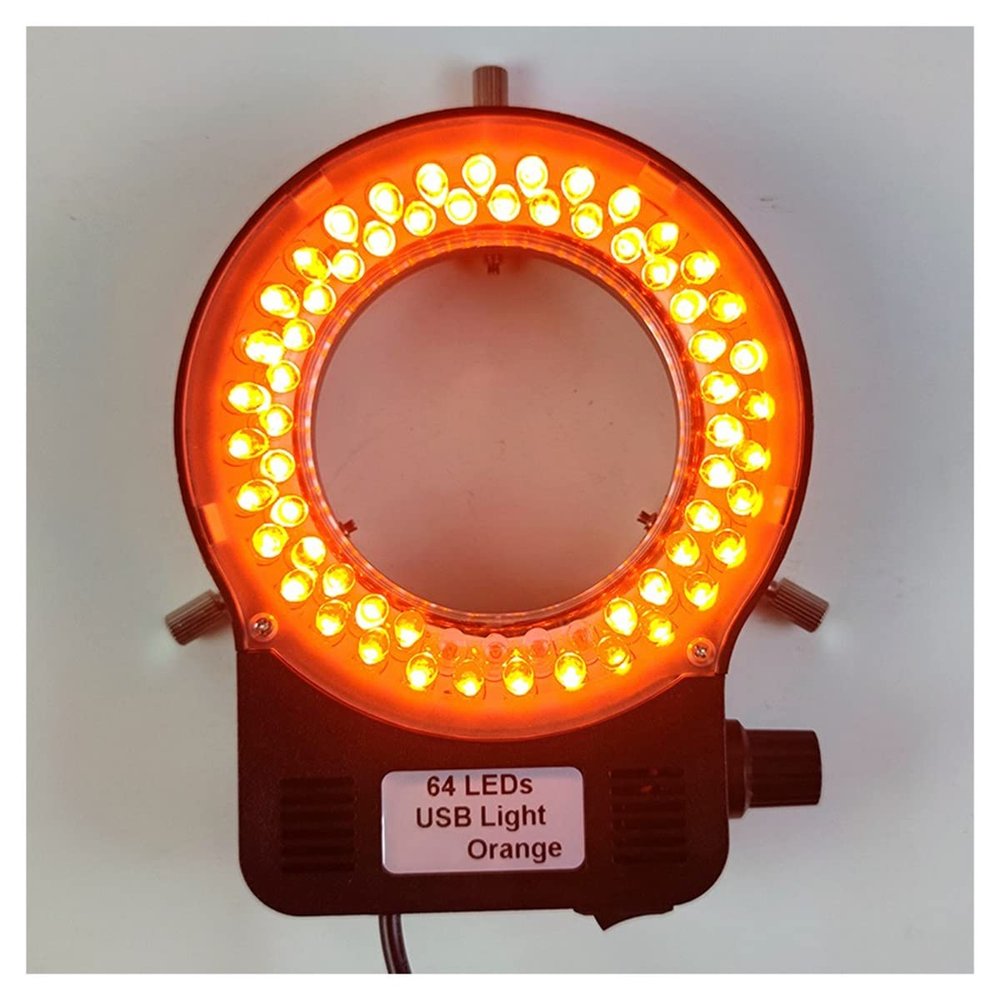 Lab Microscope Accessories USB Color 64 LED Ring Light Source Illuminator Lamp Adjustable Monocular Trinocular Stereo(Orange)