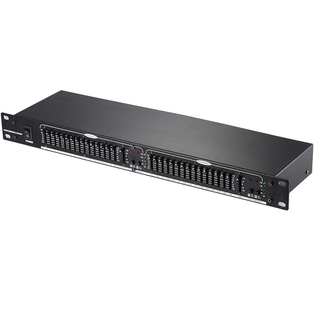 XURUIUS 15-Band Audio Equalizer,2-Channel Stereo Graphic Equalizer,with High Mid Low Frequency Adjustment,Clear Sound Quality,for Home Audio