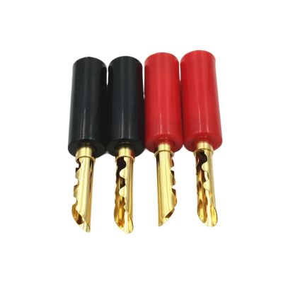8Pcs Gold Plated Audio Silent Wire Tube 4MM Banana Male Speaker Connector Screw Cable & Wire(Black)