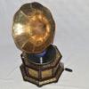Husniyara Nautical HMV Gramophone Phonograph Brass Crafted Base and Horn Antique Vintage Look Working Sound Box Needle Set view 2