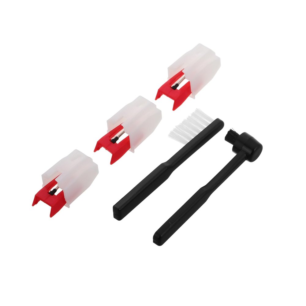 KOMBIUDA 1set Replacement Stylus Needles Vinyl Record Cleaning Brush for Turntable Players High Compatibility for Enhanced Sound Quality for Use