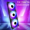 120mm PC Case Fan, 360MM Square Frame Integrated RGB Case Fan,ARGB PWM Case Fan 120mm Reverse Fan, PWM Control Fan for Computer Case and Liquid Cooling System (Black) view 2