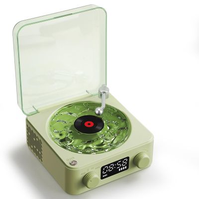 Bluetooth Record Player wiith Stereo Speakers and Water Ripple Light, Record Player with Display Screen, CD Player for Entertainment and Home Decoration (Green)