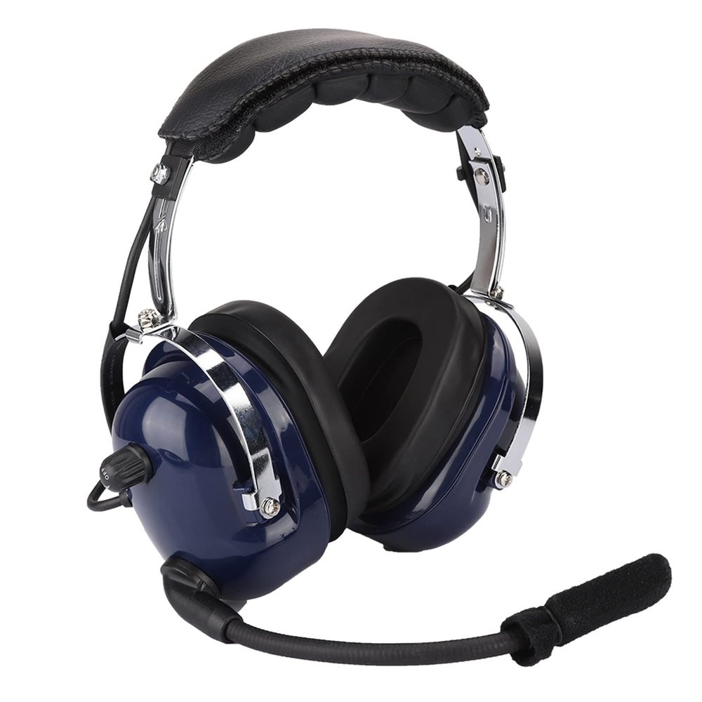 24dB Noise Reduction, Dual Plug Aviation Headset, Windproof Microphone, GA Pilot Headset, Wide Compatibility, Clear Voice and Communication, Adjustable Headband for Pilots