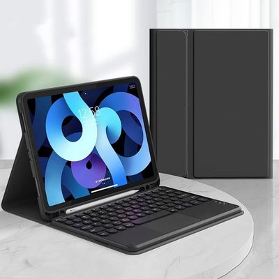 HENGHUI Touch Keyboard Case for Galaxy Tab S10 Lite / S10 FE / S9 FE 10.9", Tab S9/S8/S7 11" Case with Touchpad Detachable Color Keyboard Cute Round Key,Black