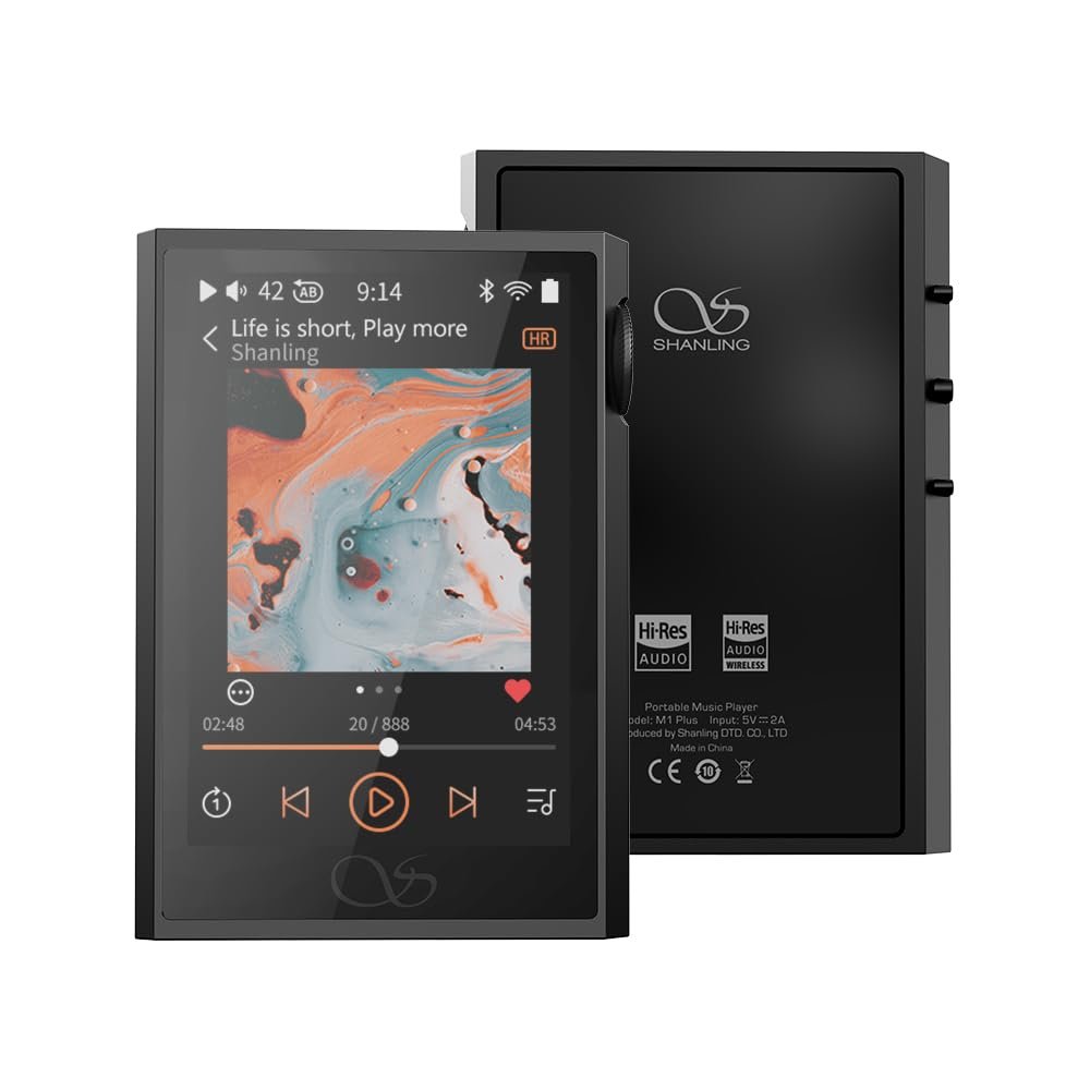 SHANLING M1 Plus M1Plus Protable Music Player MP3 High-Definition Lossless ES9069Q DAC Dual SGM8262 Amplifier PCM768 DSD512 Bluetooth 5.2 LDAC WiFi DLNA Black